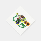 Vogelscheuchen Sonnenblumen Stil Freude Serviette (Ecke)