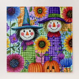 Vogelscheuchen und Kürbisse, Halloween, Puzzle