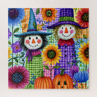 Vogelscheuchen und Kürbisse, Halloween, Puzzle