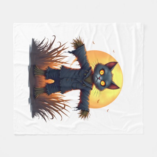 Vogelscheuchenkatze Wächter Fleecedecke (Vorderseite (Horizontal))