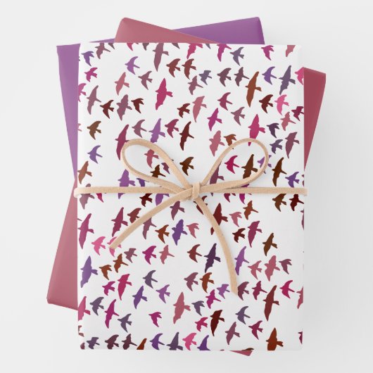 Vogelschloss in rosa und Lila Geschenkpapier Set (Beispiel)