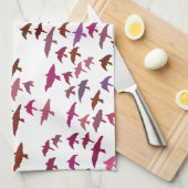 Vogelschloss in rosa und Lila Geschirrtuch (Viertel Falte)