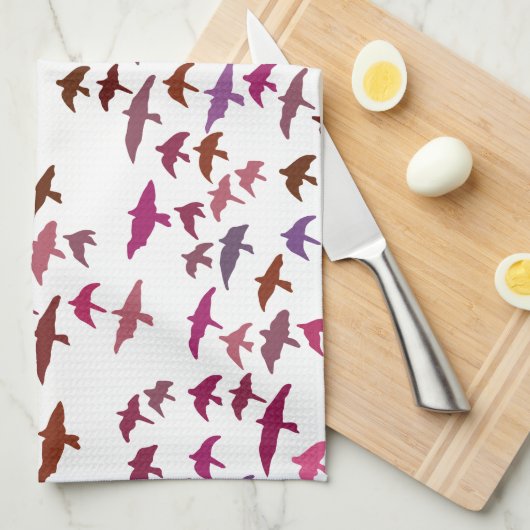 Vogelschloss in rosa und Lila Geschirrtuch (Viertel Falte)