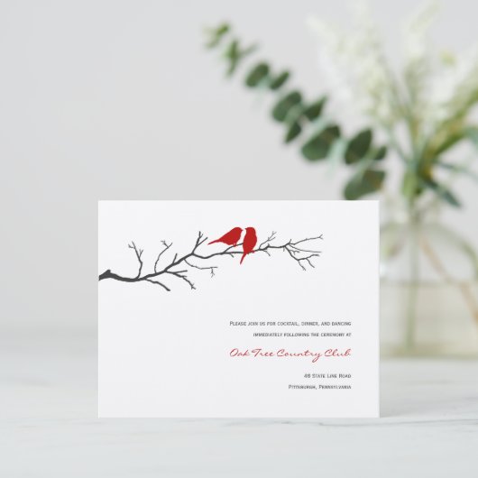 Vogelschutz-Silhouetten Hochzeitskarten - Rot - Einladung (Stehend Vorderseite)