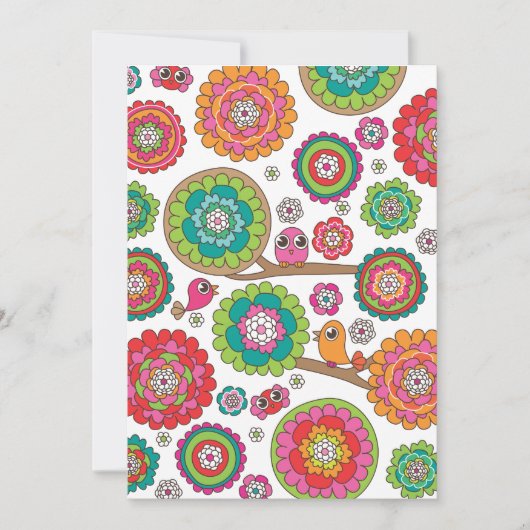 Vogelschutz- und Blume-Illustrationskarte Einladung (Vorderseite)