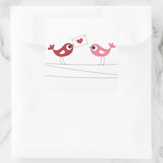 Vogelschutzkarte Liebe Quadratischer Aufkleber (Tasche)