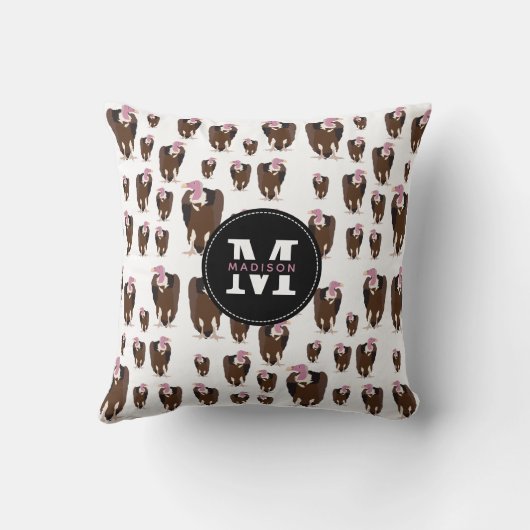 Vogelschutzmuster Mit Monogramm Kissen (Rückseite)