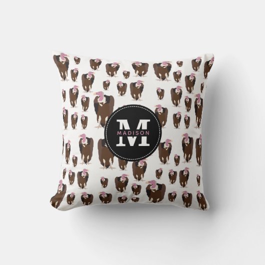 Vogelschutzmuster Mit Monogramm Kissen (Vorderseite)