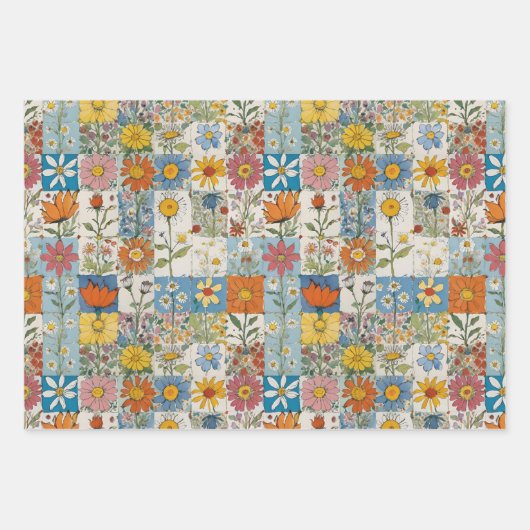 Vogelschutzpatchwork und Vogelhäuser Geschenkpapier Set (Vorderseite 3)