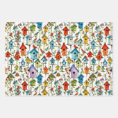 Vogelschutzpatchwork und Vogelhäuser Geschenkpapier Set (Vorderseite)