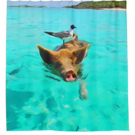 Vogelschwimmen in Bahamas Duschvorhang (Vorderseite)