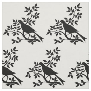 Vogelsilhouette auf einem Baumzweig Stoff