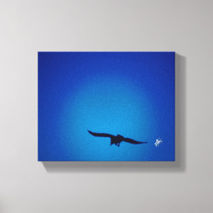 Vogelsilhouette Blaue Himmel Cyan Leuchten Kunst Leinwanddruck