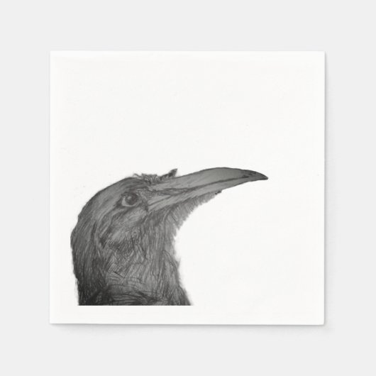 Vogelskizze schwarzes Papier Napkins, Standardcock Serviette (Vorderseite)