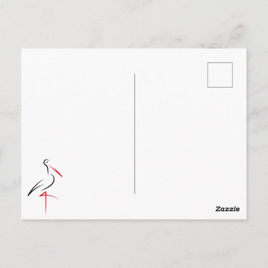 Vogelstorch asiatische Natursakura orientalische D Postkarte (Rückseite)