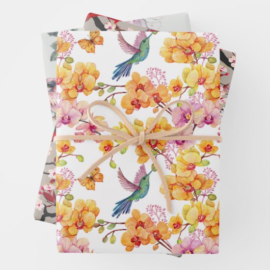 Vogelumhüllungspapier Flachblatt Set 3 Geschenkpapier Set (Beispiel)