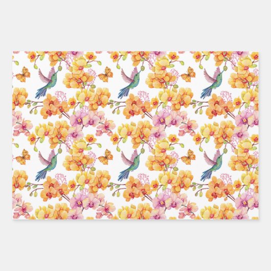 Vogelumhüllungspapier Flachblatt Set 3 Geschenkpapier Set (Vorderseite)