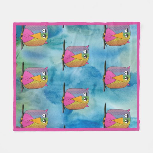 Vogelvogel "Kunst von Kindern" Fleecedecke (Vorderseite (Horizontal))