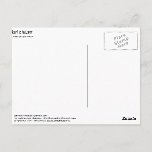 Vogelvogel Postkarte (Rückseite)