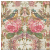 Vogelwelt-Rose Stoff (Nahaufnahme)