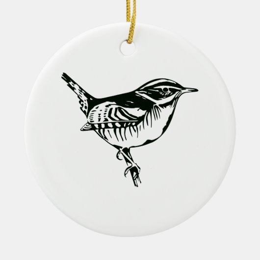 Vogelwelt-Silhouette Keramik Ornament (Vorne)