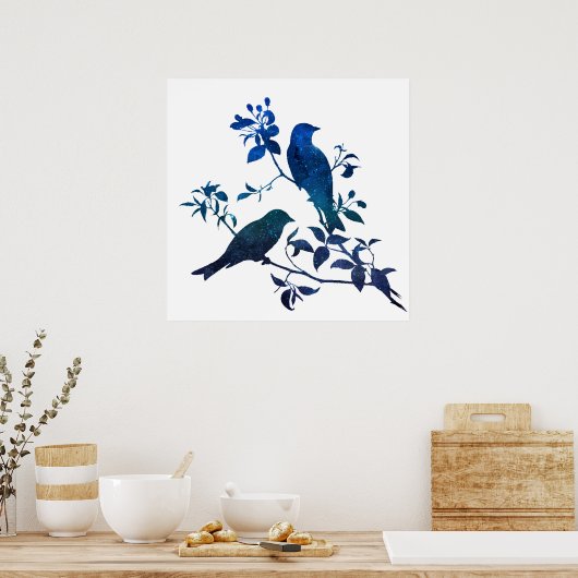 Vogelwelt-Silhouette Poster (Küche)
