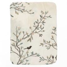 Vogelzweig-Aquarell-Beige-Naturmalerei