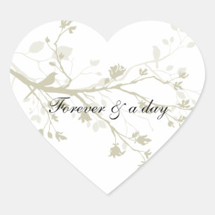 Vogelzweige Herz-Aufkleber