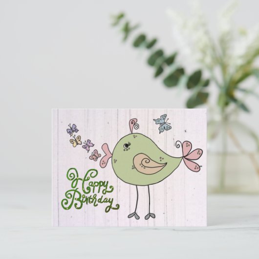 Vogelzwitschern Postkarte (Stehend Vorderseite)