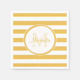 Vogue Bright Yellow Rugby Streifen und Party Name Serviette