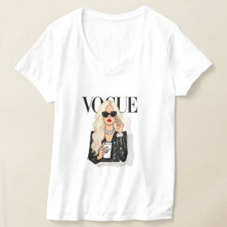Vogue weißes T-Shirt mit halben Ärmeln
