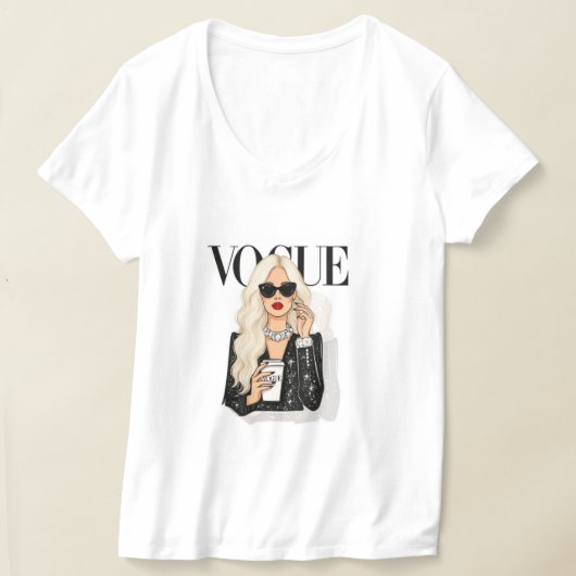 Vogue weißes T-Shirt mit halben Ärmeln (Ablage )