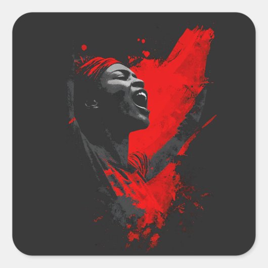 Voice in Red Quadratischer Aufkleber (Vorderseite)