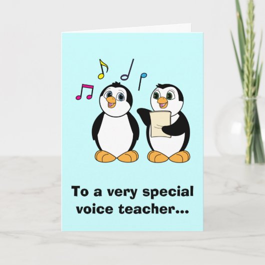 Voice Teacher Vielen Dank mit singenden Pinguinen Dankeskarte (Vorderseite)