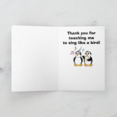 Voice Teacher Vielen Dank mit singenden Pinguinen Dankeskarte (Innenseite)