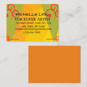 Voicover Artist Modern Yellow Business Card Visitenkarte