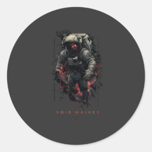 Void Walker Astronaut Schwerer Metallstil Runder Aufkleber