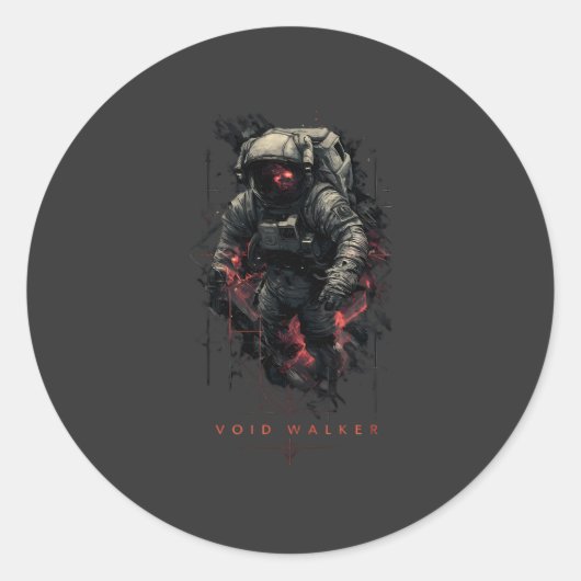 Void Walker Astronaut Schwerer Metallstil Runder Aufkleber (Vorderseite)