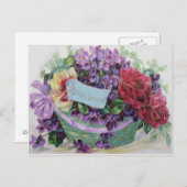 Voilet-Rose-Körbe Blumenmuster-Blume Postkarte (Vorne/Hinten)