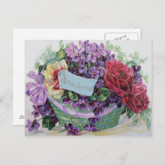 Voilet-Rose-Körbe Blumenmuster-Blume Postkarte (Vorne/Hinten)