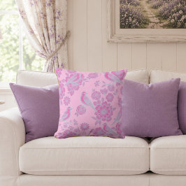 Vol Soft Pink 🌸 Floraler Vogel Kissen