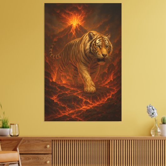  Volcanic White Tiger | Inferno King of the Fire R Leinwanddruck (Insitu (Wohnzimmer))
