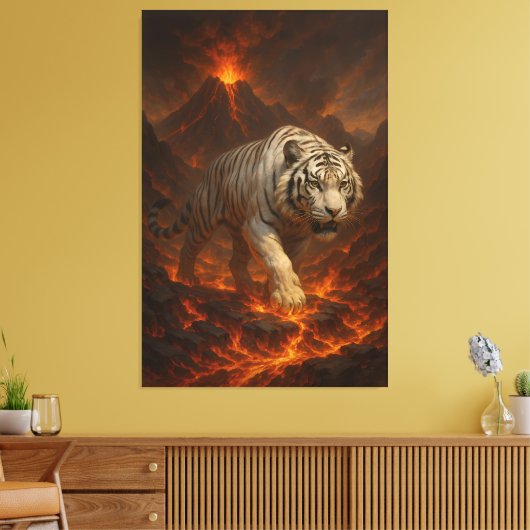 Volcanic White Tiger | Inferno King of the Fire R Leinwanddruck (Insitu (Wohnzimmer))