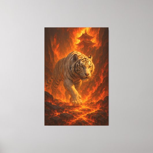  Volcanic White Tiger | Inferno King of the Fire R Leinwanddruck (Vorderseite)