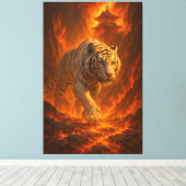 Volcanic White Tiger | Inferno King of the Fire R Leinwanddruck (Insitu (Holzboden))