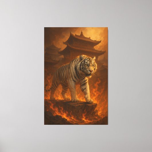 Volcanic White Tiger | Inferno King of the Fire Re Leinwanddruck (Vorderseite)
