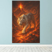Volcanic White Tiger | Inferno King of the Fire Re Leinwanddruck (Insitu (Holzboden))