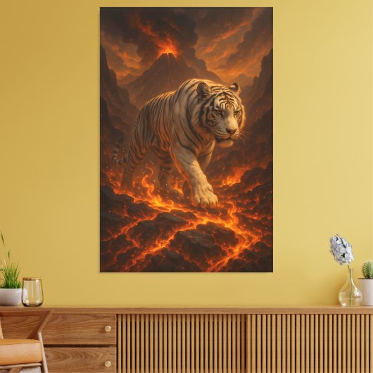 Volcanic White Tiger | Inferno King of the Fire Re Leinwanddruck (Insitu (Wohnzimmer))