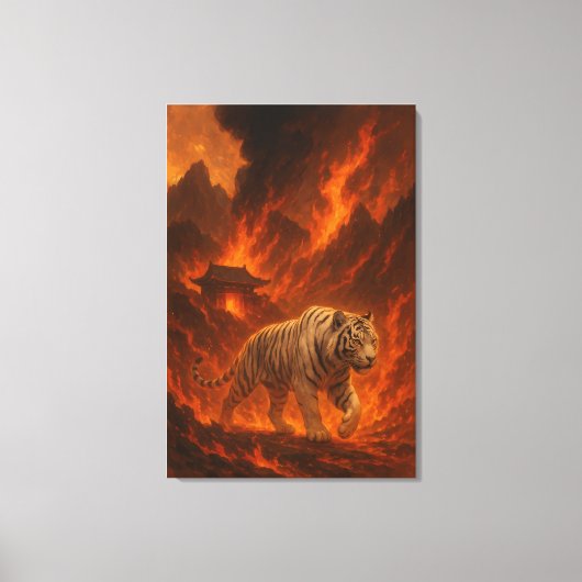 Volcanic White Tiger | Inferno King of the Fire Re Leinwanddruck (Vorderseite)