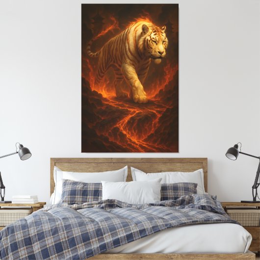 Volcanic White Tiger Premium Wall Art – Fine Art C Leinwanddruck (Insitu (Schlafzimmer))